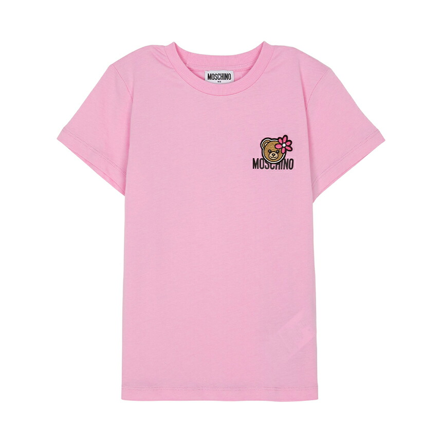 【3%オフクーポン散り散り中】 MOSCHINO KIDS モスキーノキッズ もの言う花 半袖ティーシャツ HAM03P LAA02 51473