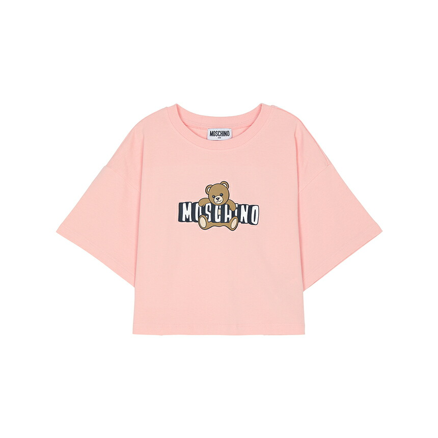 【3%オフクーポン別れ別れ中】 MOSCHINO KIDS モスキーノキッズ もの言う花 半袖プルオーバー HDM072 LBA00 50209