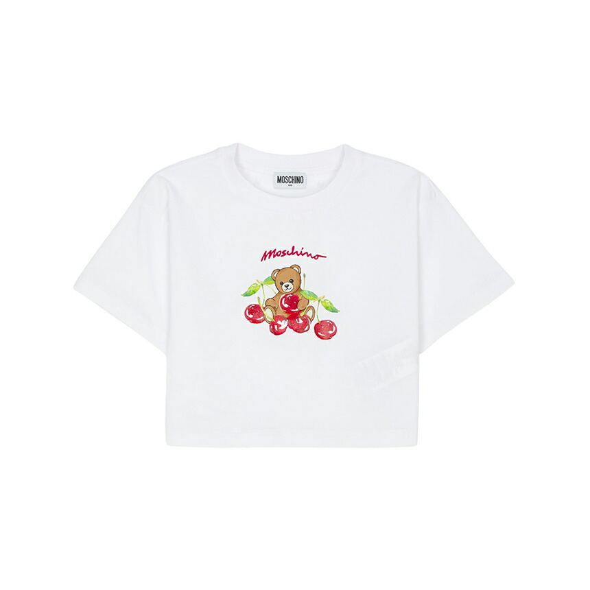 【3%オフクーポン別れ別れ中】 MOSCHINO KIDS モスキーノキッズ もの言う花 半袖ティーシャツ HDM075 LAA02 10101