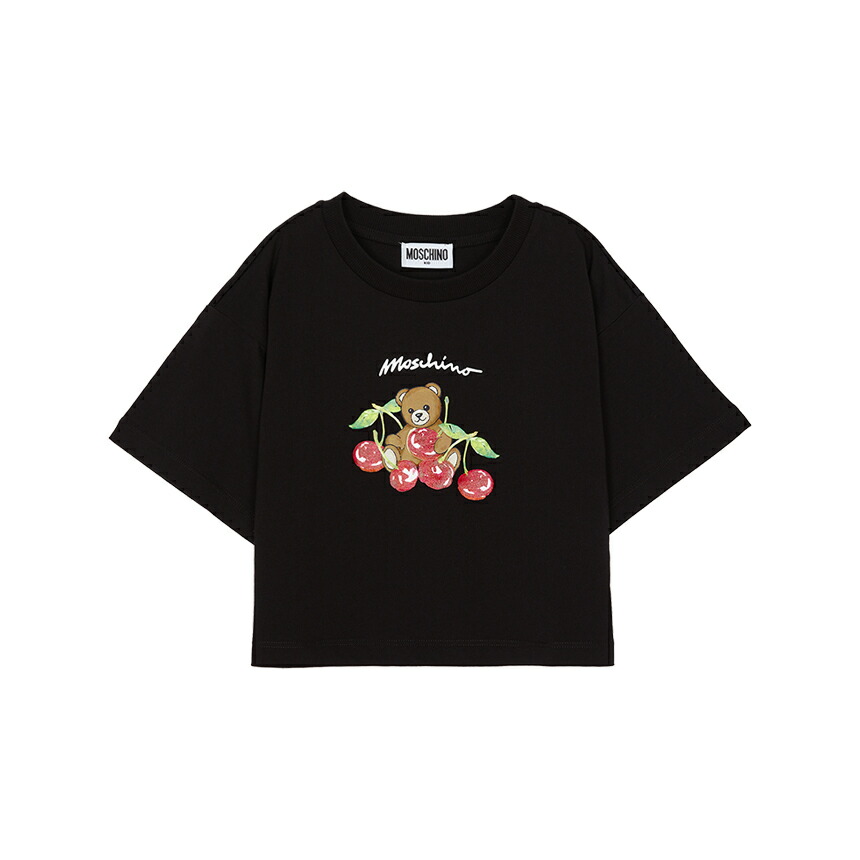 【3%オフクーポン離れ離れ中】 MOSCHINO KIDS モスキーノキッズ もの言う花 半袖プルオーバー HDM075 LAA02 60100
