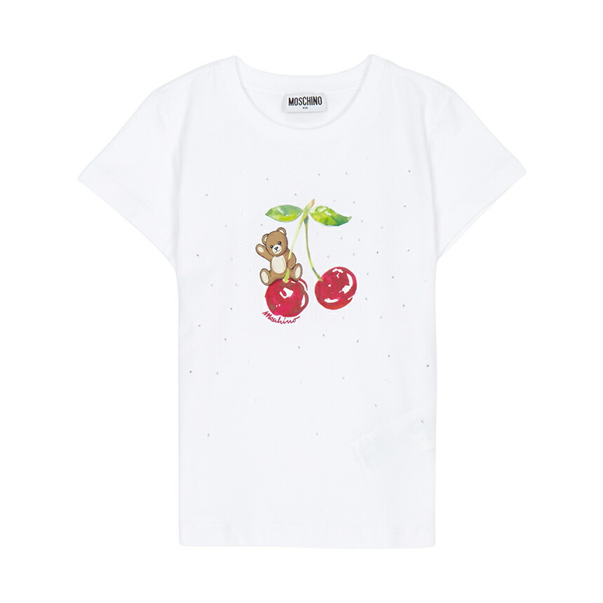 【3%オフクーポン離れ離れ中】 MOSCHINO KIDS モスキーノキッズ もの言う花 半袖プルオーバー HFM06K LBA10 10101