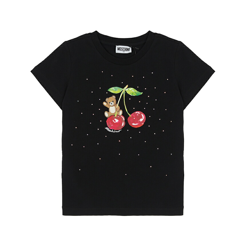 【3%オフクーポン離れ離れ中】 MOSCHINO KIDS モスキーノキッズ もの言う花 半袖プルオーバー HFM06K LBA10 60100