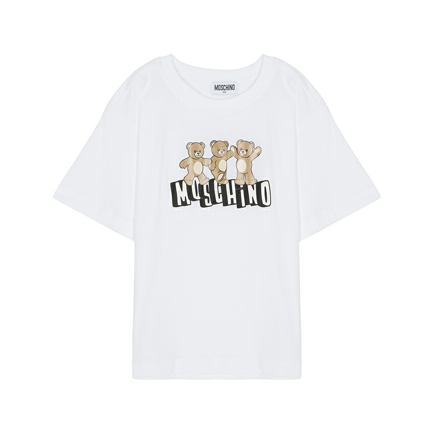 【3%オフクーポン散り散り中】 MOSCHINO KIDS モスキーノキッズ もの言う花 半袖ティーシャツ HUM05P LAA23 10101