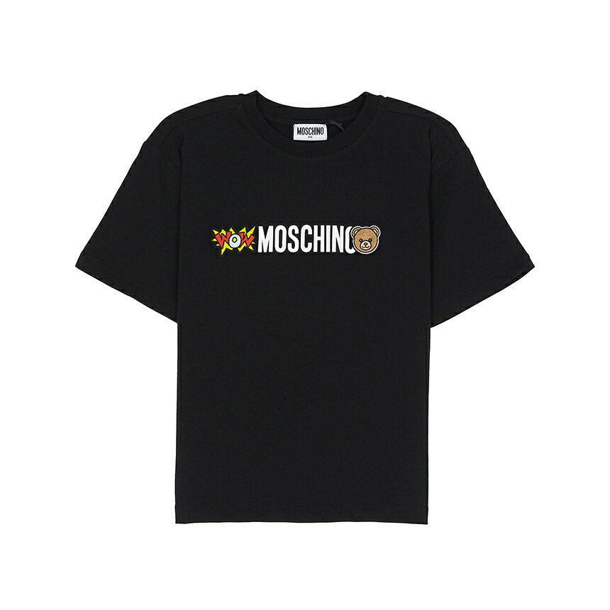【3%オフクーポン離れ離れ中】 MOSCHINO KIDS モスキーノキッズ もの言う花 半袖プルオーバー HUM05Q LAA24 60100