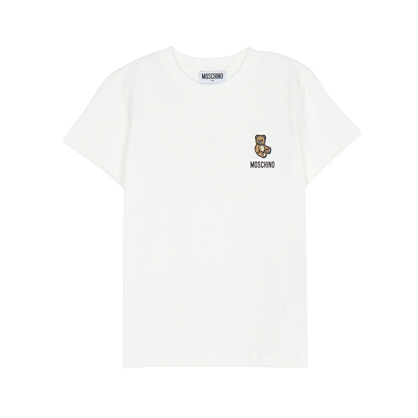【3%オフクーポン別れ別れ中】 MOSCHINO KIDS モスキーノキッズ もの言う花 半袖ティーシャツ HUM05T LAA02 10063