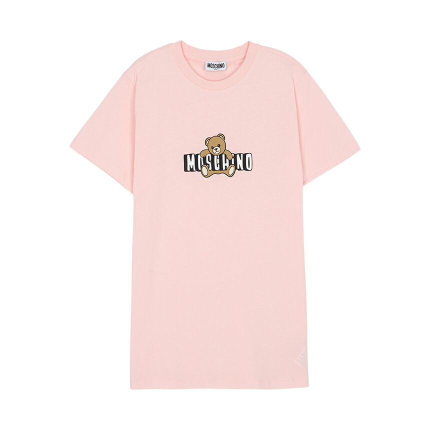 【3%オフクーポン離れ離れ中】 MOSCHINO KIDS モスキーノキッズ もの言う花 半袖プルオーバー HZM058 LAA03 50209