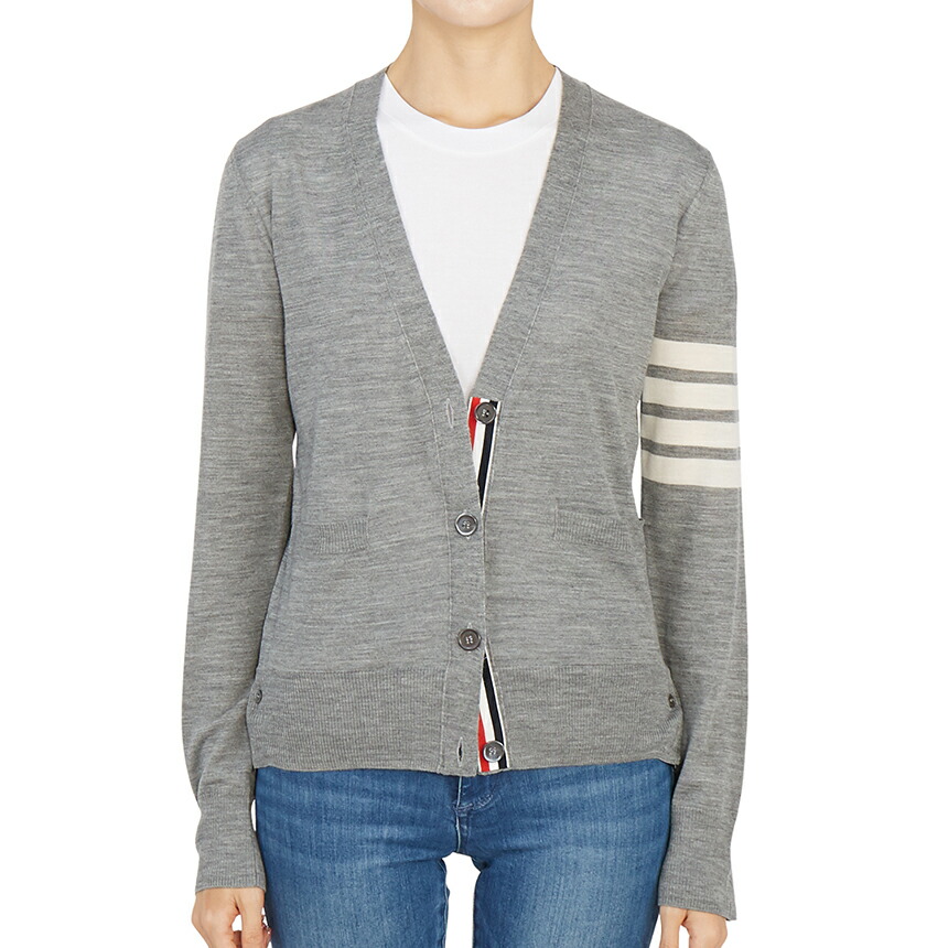 トムブラウン　カーディガン クラシック カシミヤ 4BAR Vネック カーディガン | Thom Browne