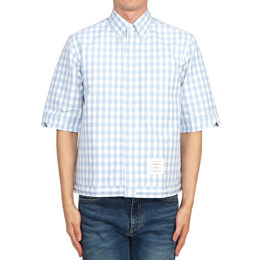 トムブラウン メンズ 半袖シャツ MJS183A 07323 100 Milano Cotton Oversized Pocket Tee | Thom Browne