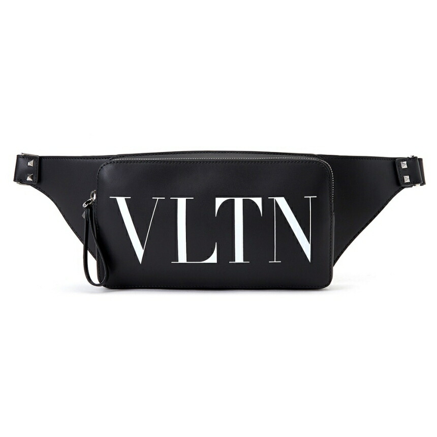 美品　VALENTINO ミニベルトバック　VLTN ブラック　ユニセックス 関税負担なし☆VALENTINO スモールカーフスキンベルトバッグ