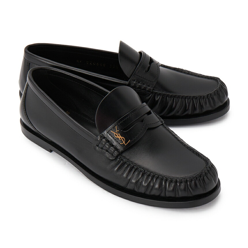 美品✨YSL ネイビー レザー ローファー 36(日本size23) ル・ローファー ペニースリッパ チャンキーソール（グレーズド