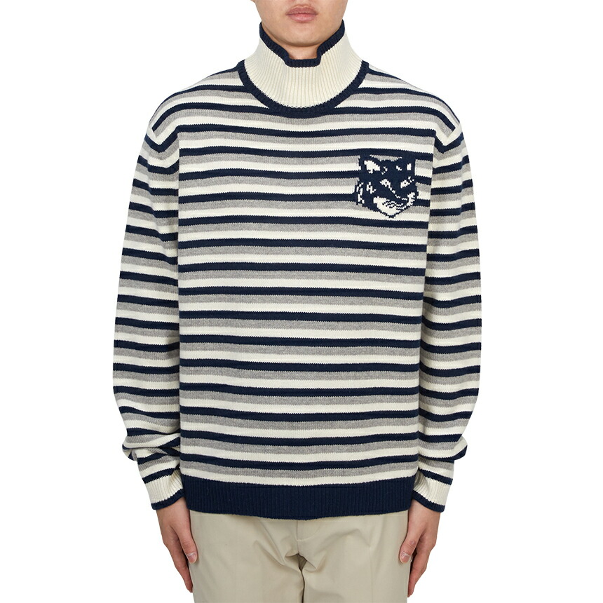 【3%オフクーポン散り散り中】 MAISON KITSUNE 住み家 稲荷 メンズ 編み物 NM00803KM0329 B481