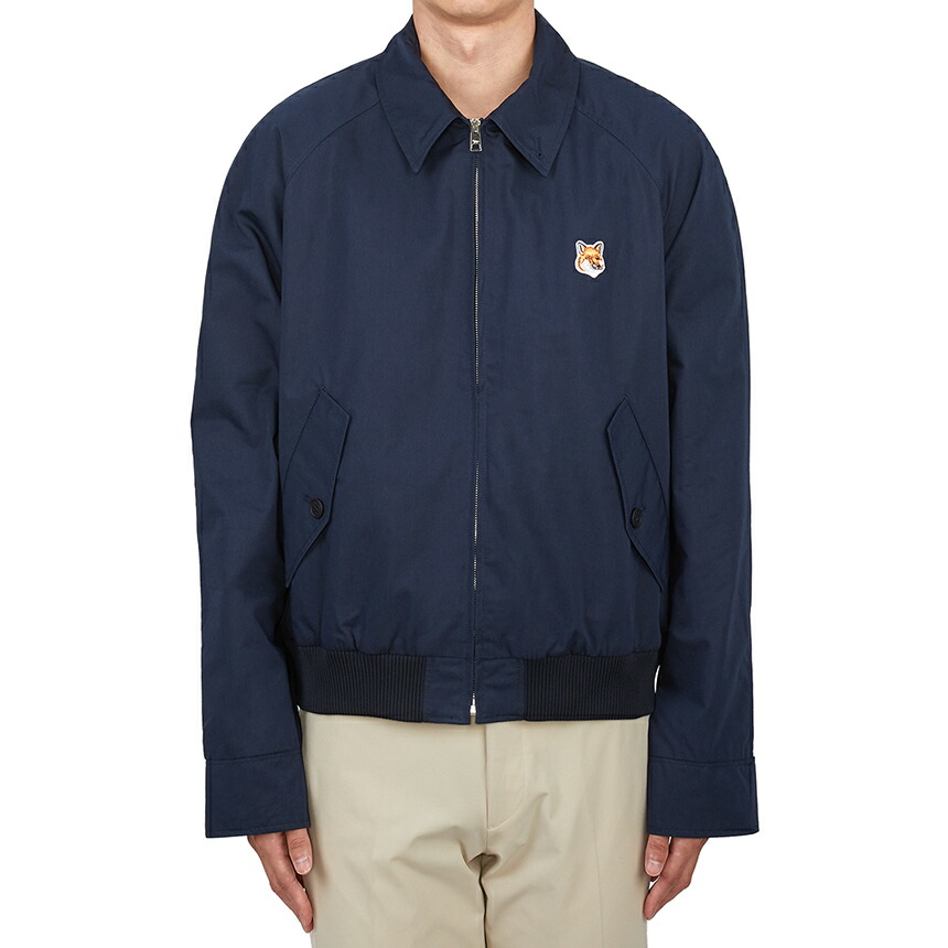 MAISON KITSUNÉ ストライプ ブルゾン ネイビー　XS MAISON KITSUNE メゾンキツネ ジップアップジャケット ブルゾン ブルー