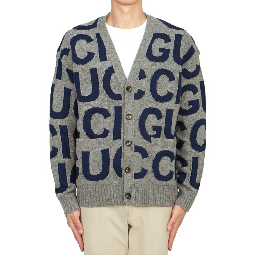 【美品】GUCCI グッチ　グレー ロゴ入りカーディガン　5歳 美品】GUCCI グッチ グレー ロゴ入りカーディガン 5歳