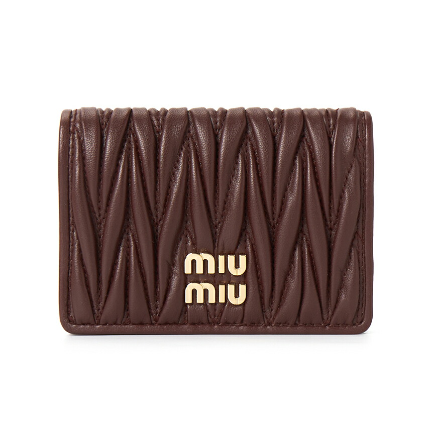 ミュウミュウ レディース カードケース 5MC076 AFPP F0002 Black Matelassé Nappa Leather Card Holder | Miu Miu