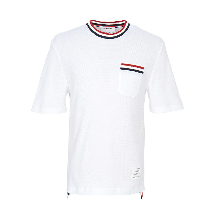【3%オフクーポン配布中】 THOM BROWNE トムブラウン メンズ 半袖Tシャツ MJS259A J0153 100｜LUXBOY店