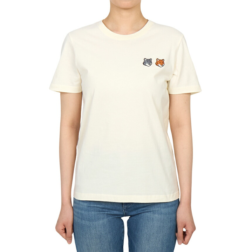 【3%オフクーポン別れ別れ中】 MAISON KITSUNE 棲み家 稲荷 レディース 半袖ティーシャツ OW011CFKJ7026 P702