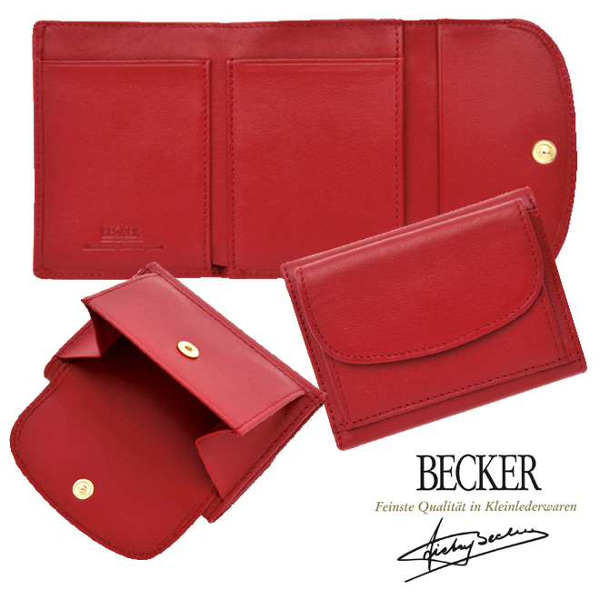 財布 ミニ財布 極小財布 小さい財布 Becker ベッカー レディース スムース 牛革 レッド ベーシック型小銭入れ ドイツ製 最大53 オフ