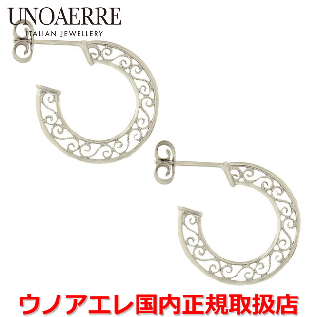 ウノアエレ UNOAERRE K18ホワイトゴールド レースデザインピアス イタリー製 24957 【国内正規品】 |Jewelry&Watch LuxeK