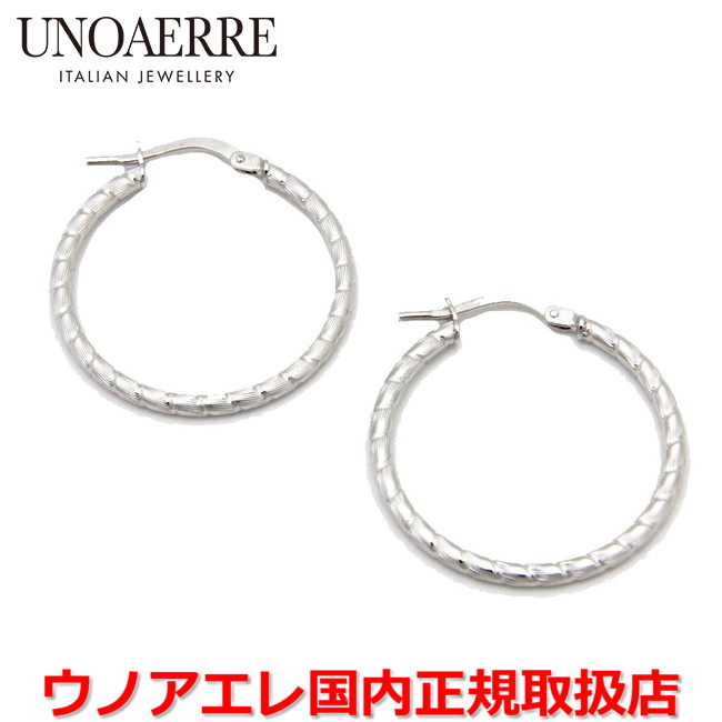 楽天市場】ウノアエレ UNOAERRE K18ホワイトゴールド デザインフープ