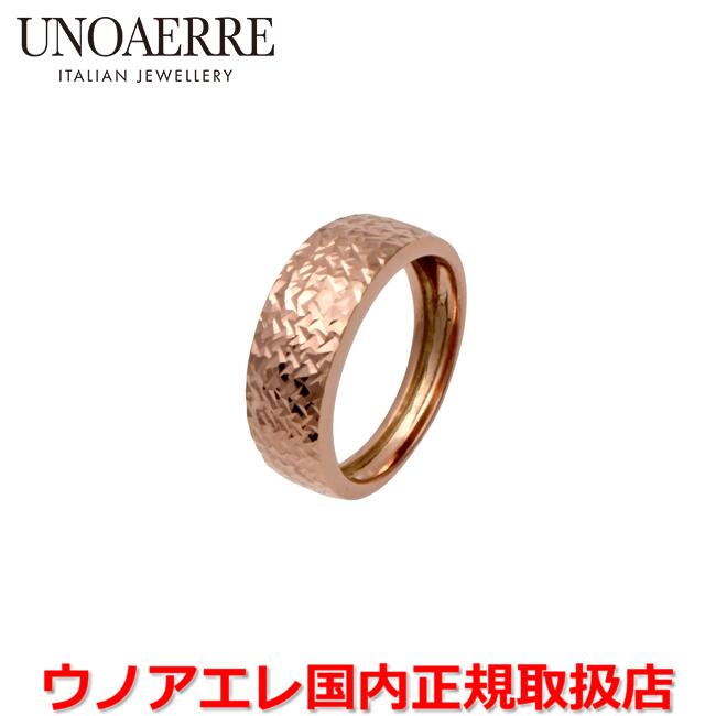 【百貨店大売り出し継続期間中店内最大限度P20倍】ウノアエレ UNOAERRE K18ピンクゴールドデザインリング メンズ レディース 輪っか 指環 14.5号 イタリー製 31420 【国内置き目品】