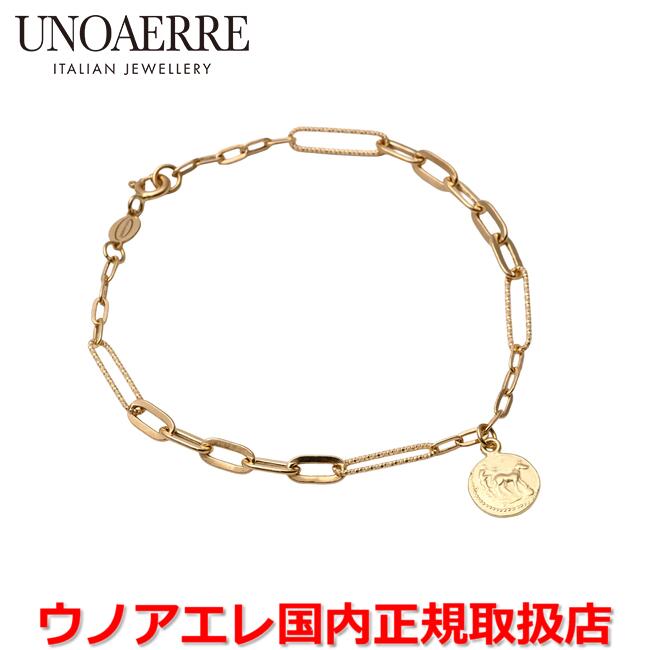 【百貨店大売り出し継続期間中店内最大限度P20倍】ウノアエレ UNOAERRE  K18黄色ゴールド メンズ レディース 鋳貨腕輪 イタリー製 31877 【国内置き目品】