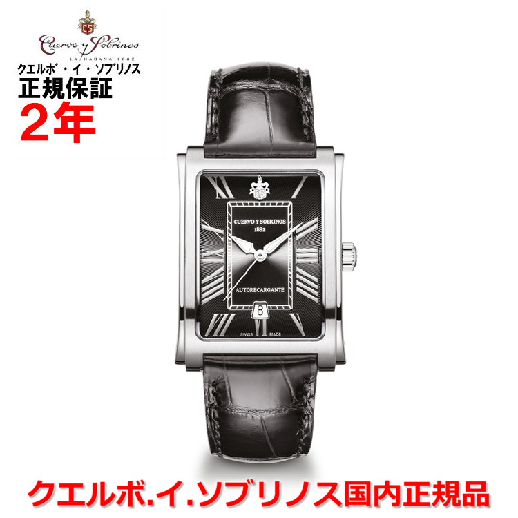 【10%OFFクーポン配布中】【国内正規品】 Cuervo y Sobrinos クエルボ・イ・ソブリノス 腕時計 ウォッチ メンズ PROMINENTE CLASICO プロミネンテ クラシコ 革ベルト レザー ブラック文字盤 黒 1015-1RN