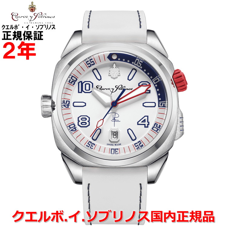 【お買い出しマラソン継続期間中店内尖んがり最大限度20倍】【国内決まり品】クエルボ・イ・ソブリノス Cuervo y Sobrinos ウオッチ 御覧になる メンズ 自動小銃一巻き ダイバーズ ブセアドール カリブ ピピン BUCEADOR CARIBE PIPIN 白いこと文字記号盤 白 2860-1PP 腕時計-メンズ腕時計