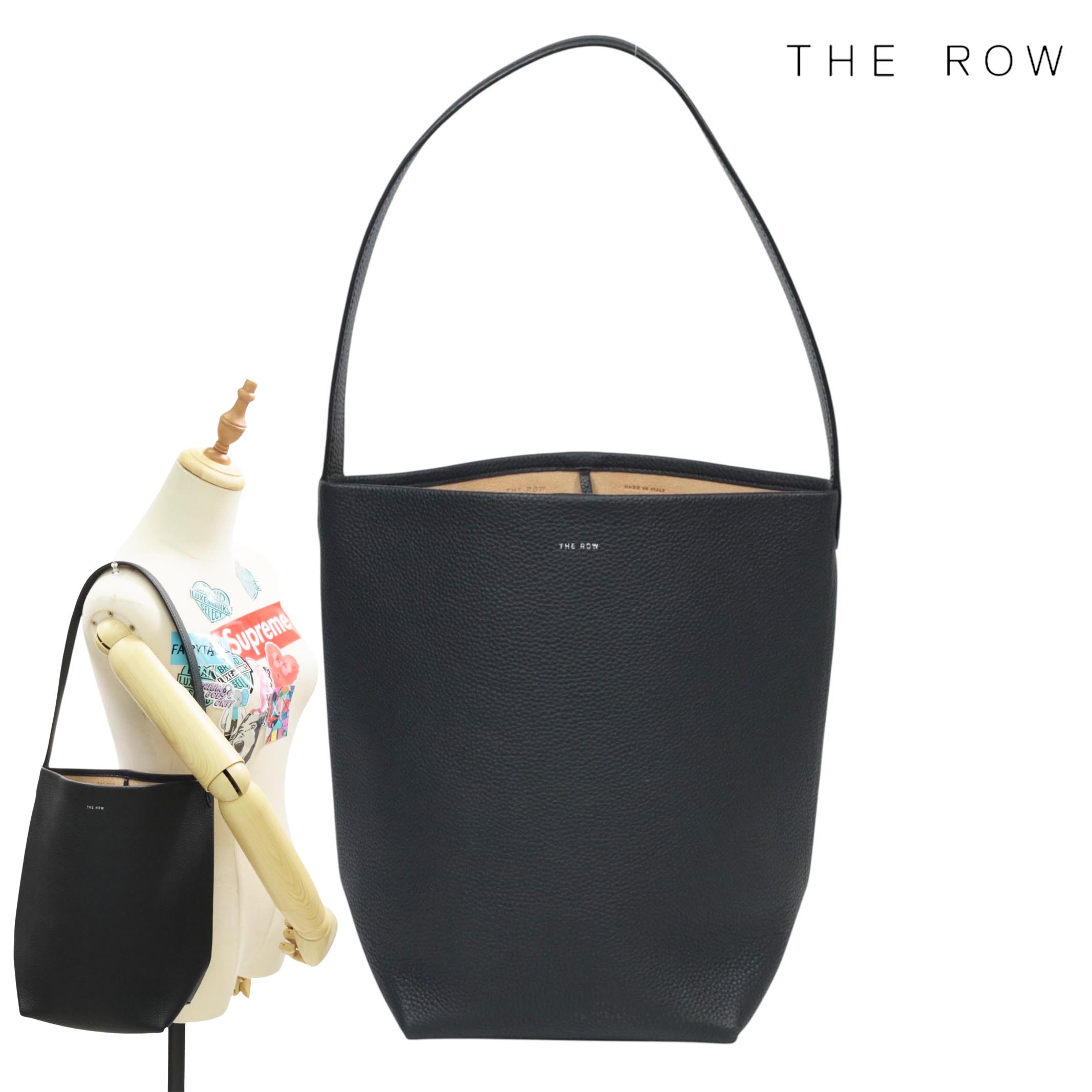 【返品聞き入れる】並み並み【新品未当て嵌める】THEROW ザロウ パークトート  黒いこと ショルダーバッグ なめし革