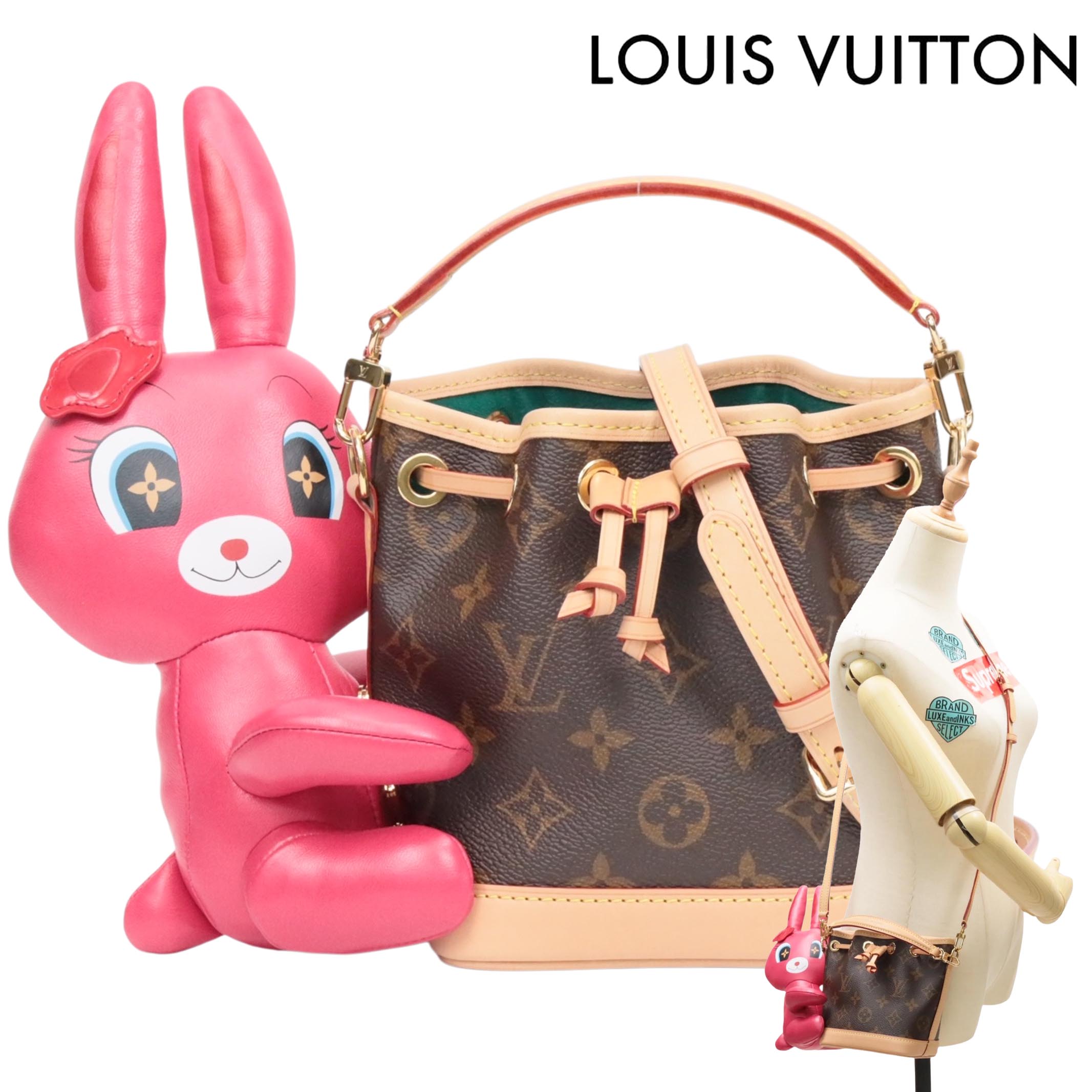 【返品差しゆるす】【新品負けず劣らず】ルイヴィトン LOUIS VUITTON 【返品差しゆるす】【新品未当て嵌める】LOUIS VUITTON ルイヴィトン アニモノグラム モノグラム ナノノエ M11305 うさぎ あやつり人形 家兎 サクラ色