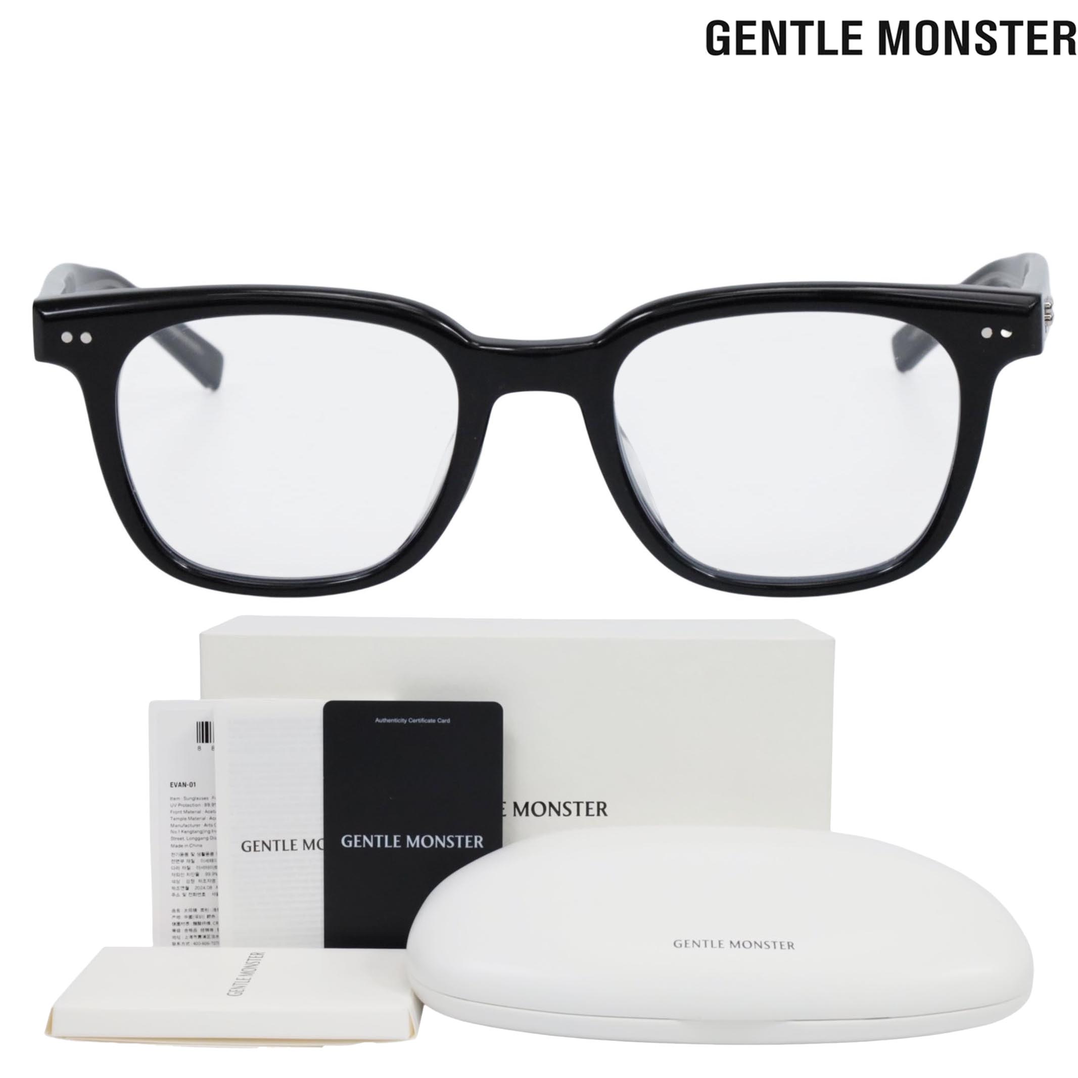 【返品OK】GENTLE MONSTER ジェントルモンスター EVAN-01 ブラック 伊達メガネ メガネ クリアれんず 【中古ABランク】メンズ レディース