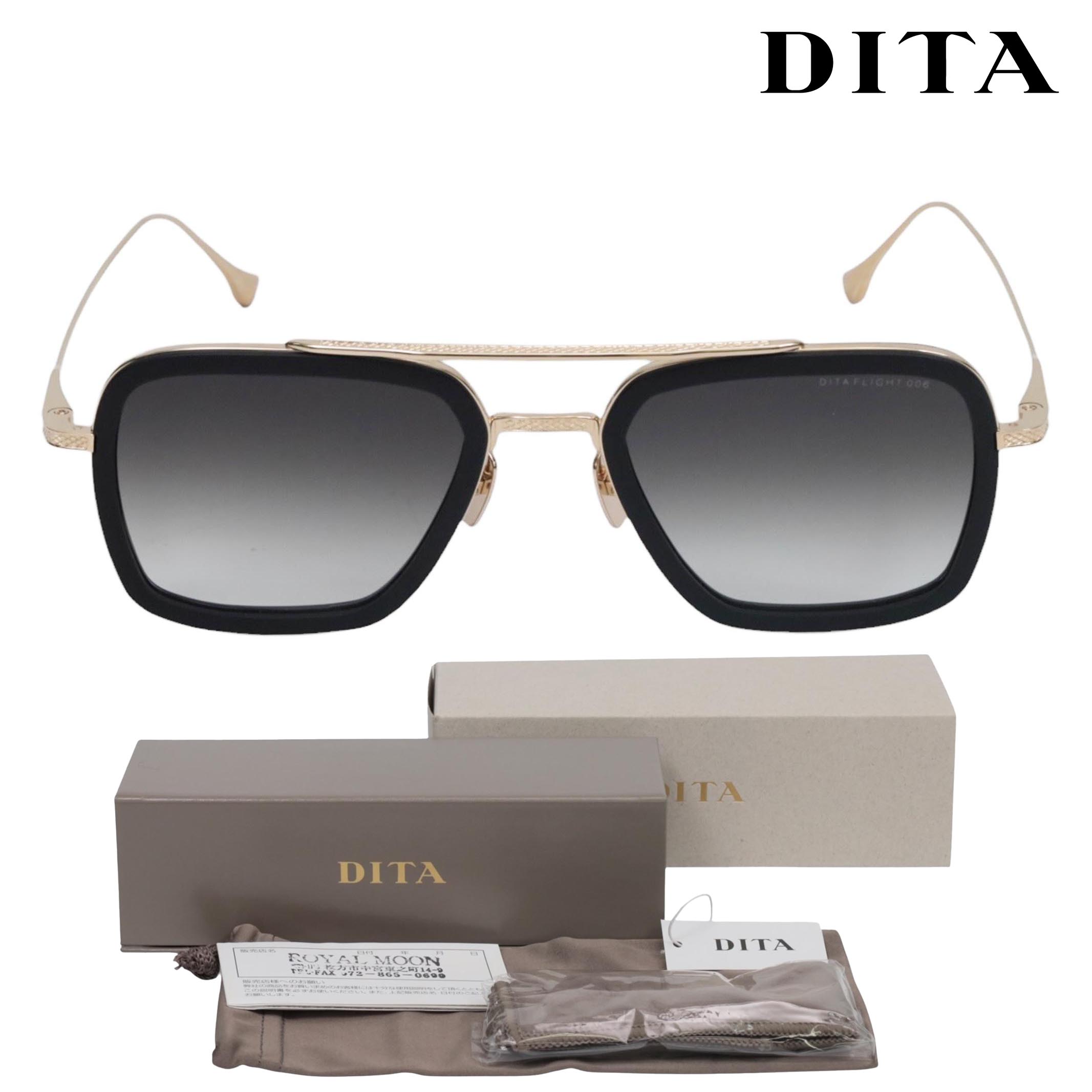 【返品OK】【新品未使用】DITA ディータ サングラス メタル ゴールド FLIGHT.006 7806-B-BLK-GLD-52【中古Sランク】