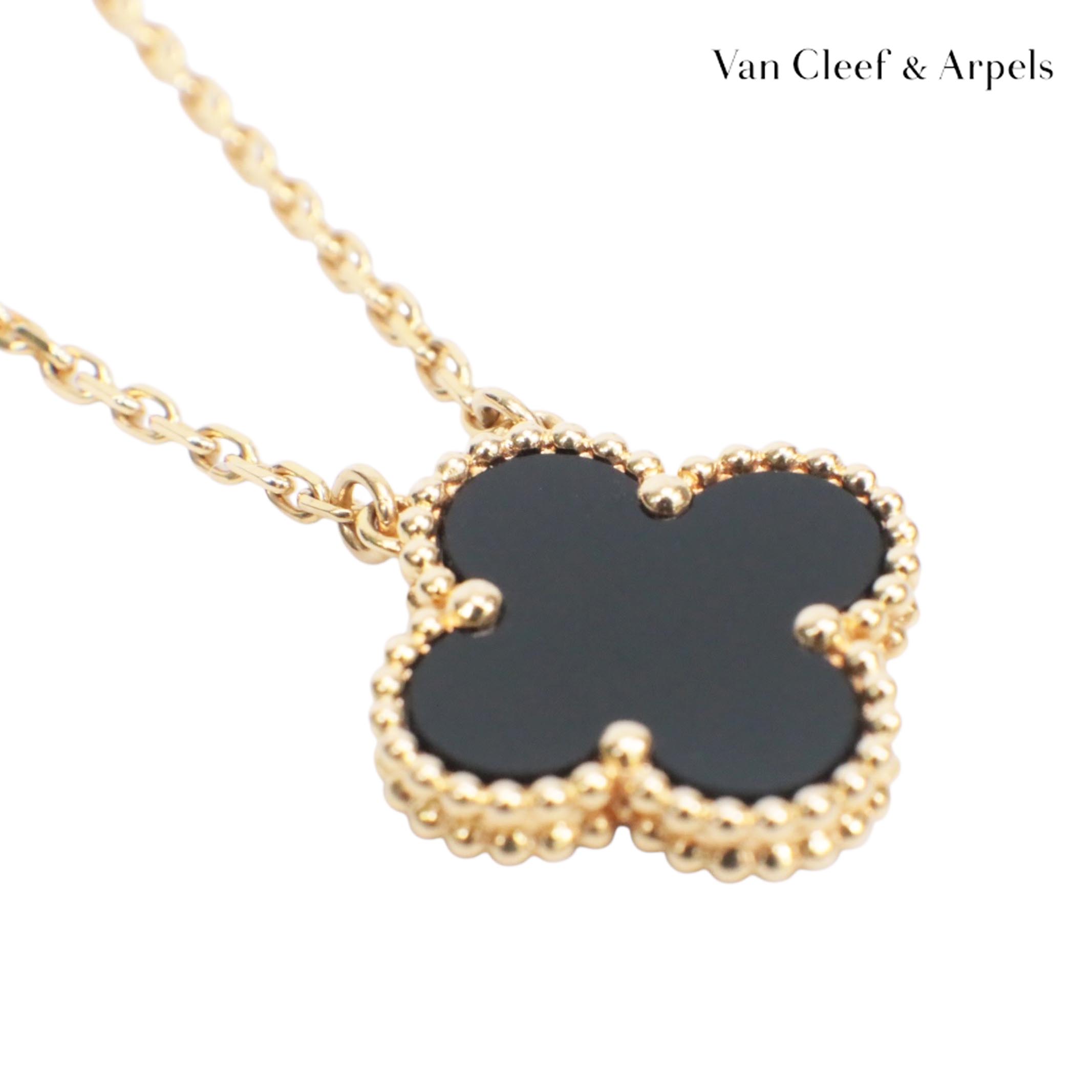【返品OK】【中古ABランク】Van Cleef&Arpels ヴァンクリーフアーペル ヴァンクリ VCA ヴィンテージアルハンブラ オニキス YG Au750 K18 ネックレス ゴールド ブラック