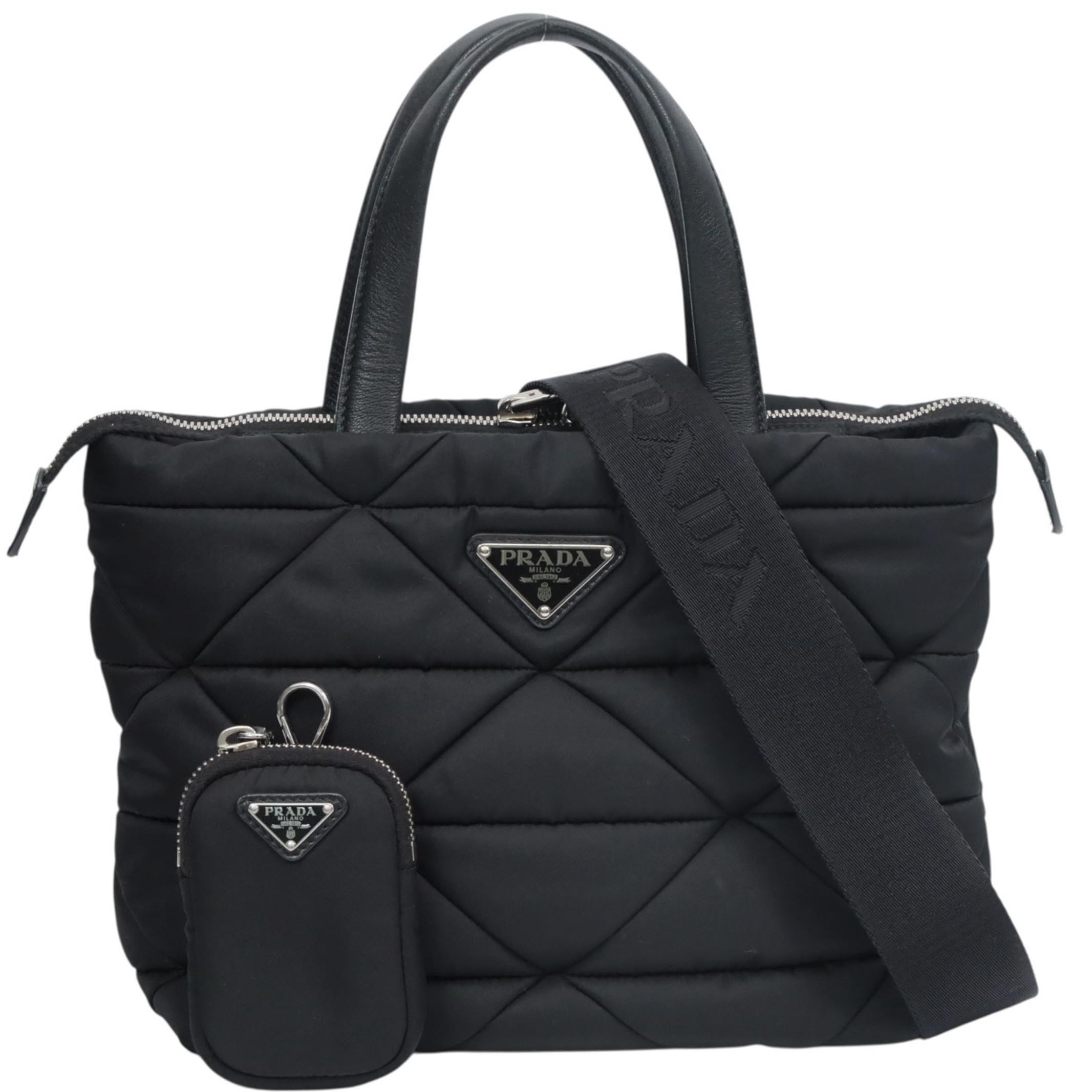 【返品OK】PRADA プラダ『Re Nylon スモール パデッド トートバッグ』1BG373レディース 2WAYバッグ ショルダーバッグ ブラック 黒 ポーチ リナイロン Re-Nylon【中古ABランク】