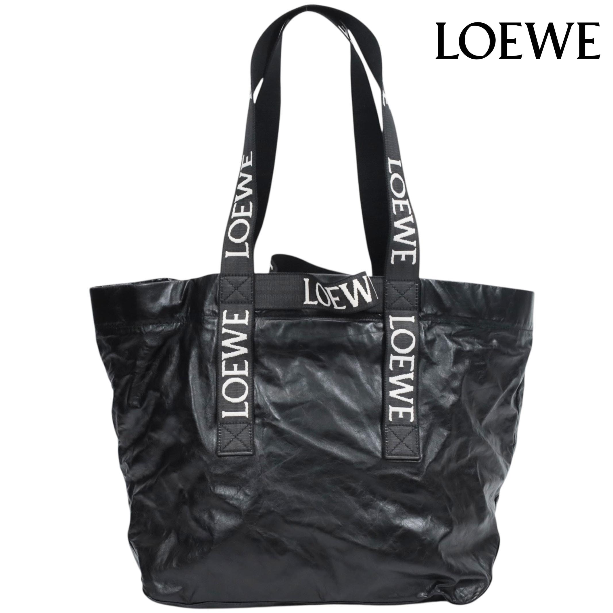 【返品差しゆるす】【中古S序列付ける】【新品負けず劣らず】LOEWE  ロエベ フォールドショッパー ペーパーカーフスキン メンズ レディース トートバッグ