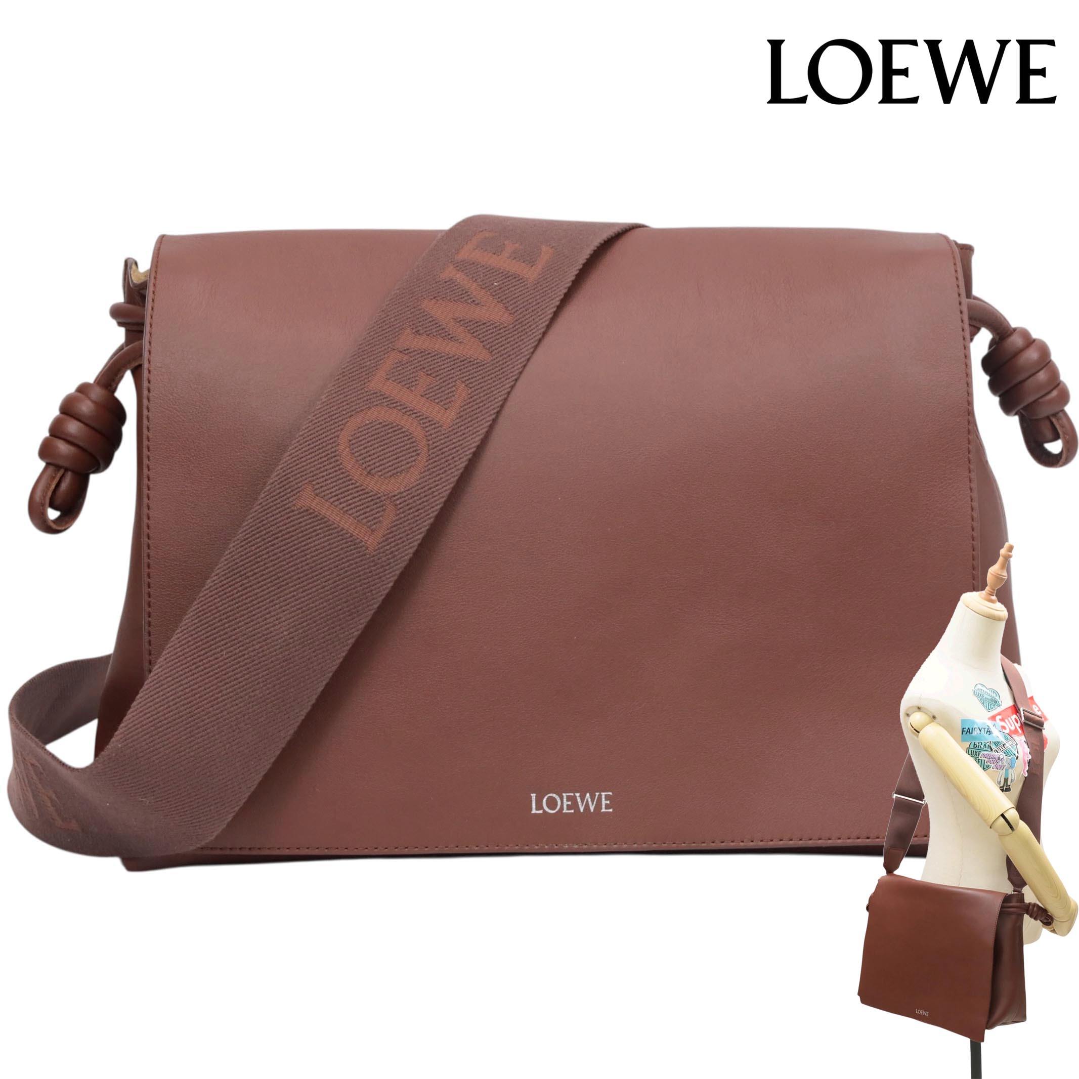 【中古Aンク】LOEWE  ロエベフラメンコ サッチェル ショルダーバッグ 伝達人 赤銅色 神のことば落とし穴