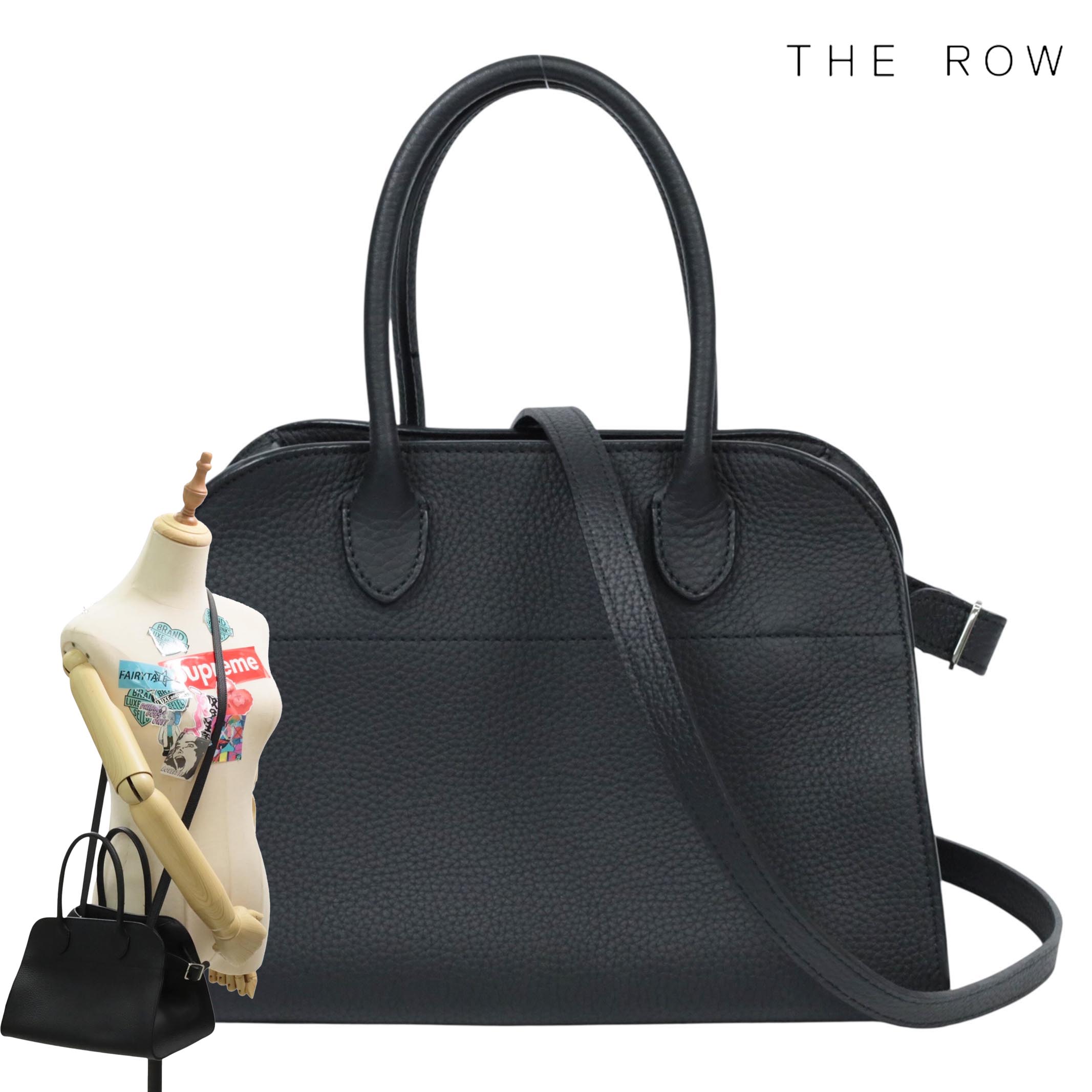 【返品OK】【新品同様】THEROW ザロウ ソフトマルゴー10 ブラック 黒 2WAY ハンドバッグ ショルダーバッグ Soft Margaux【中古Sランク】|LUXEandINKS