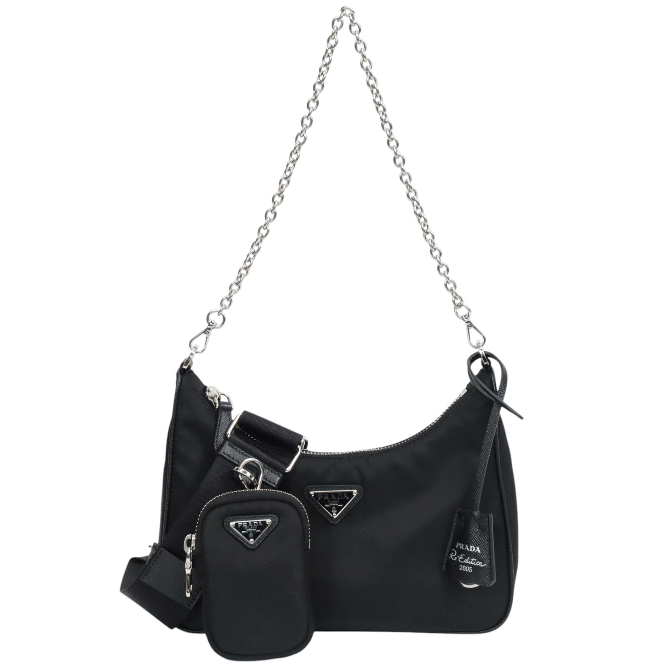 PRADA ブラック 巾着　三角ロゴ　ドローストリングバッグ PRADA ブラック ドローストリング バッグ