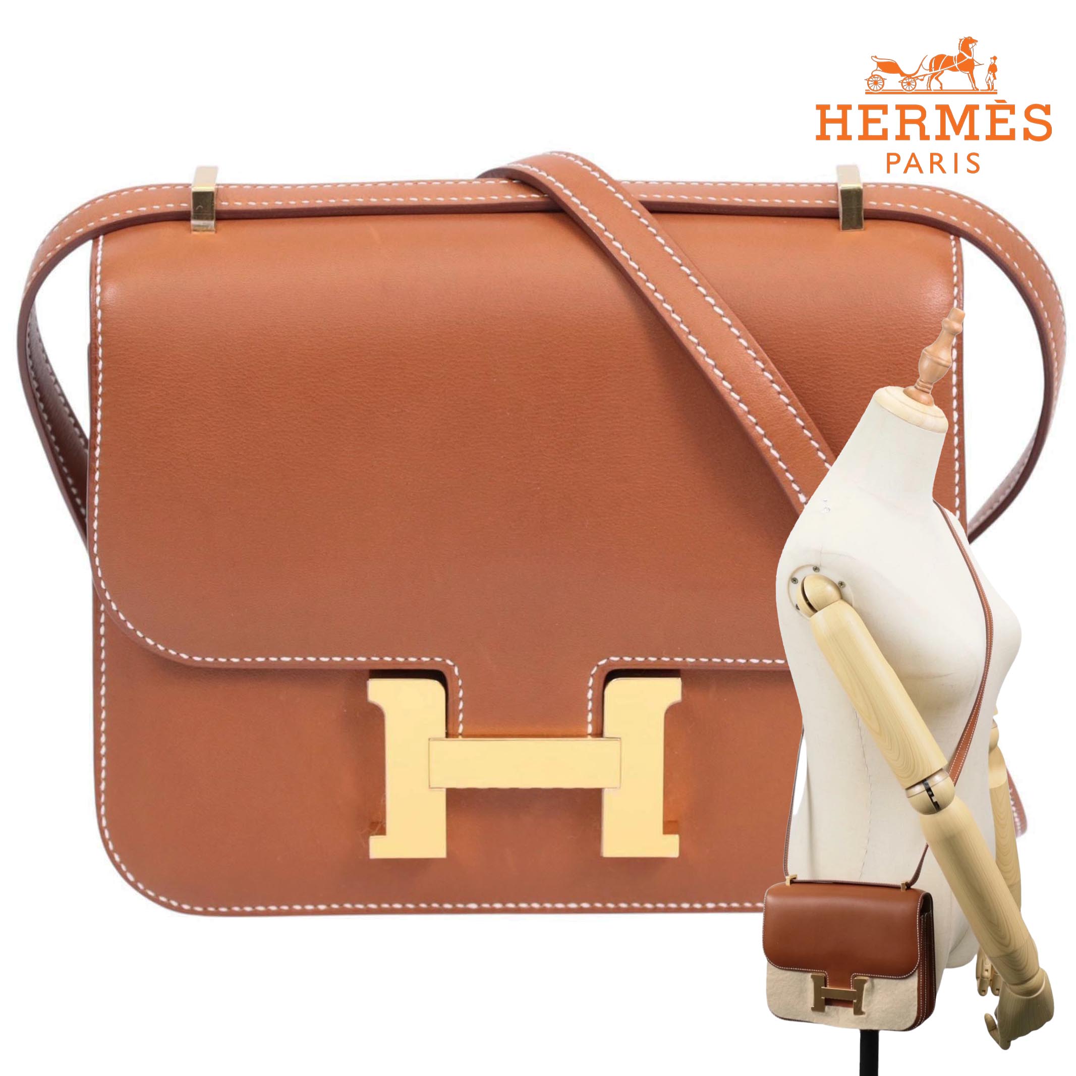 楽天市場】エルメス コンスタンス ブラウン ゴールド金具 ショルダー