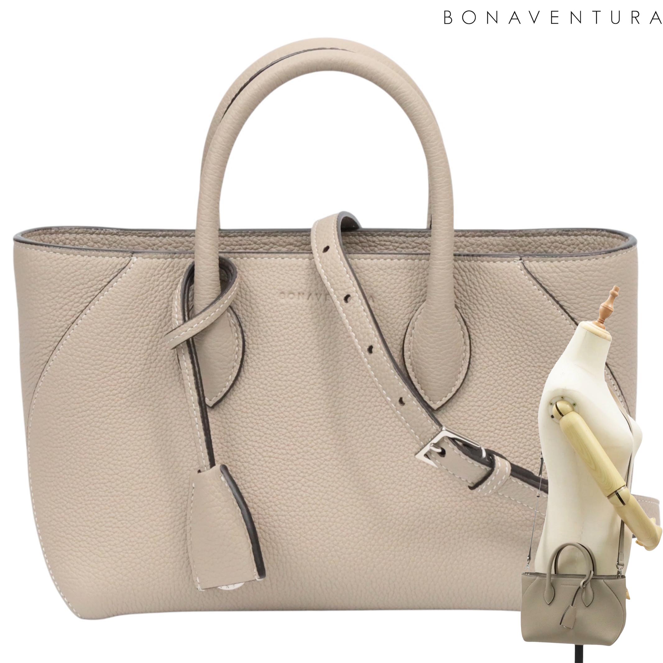 セール中美品ボナベンチュラ　ミア30 ノブレッサ　グレージュ2way ショルダー BONAVENTURA｜ミア トートバッグ (35 シュリンク) | Rakuten Fashion