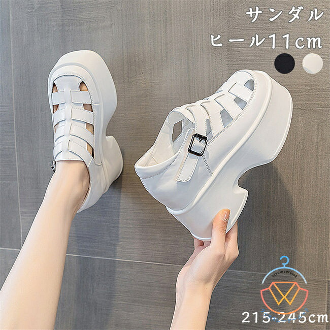 サンダル レディース 超厚底 クッション ストラップ サンダル レディース つっかけ 厚底サンダル 黒 ウェッジソール 靴 歩きやすい おしゃれ ヒール 美脚 ウエッジソール 夏 きれいめ 黒 ブラック 白 大きいサイズ