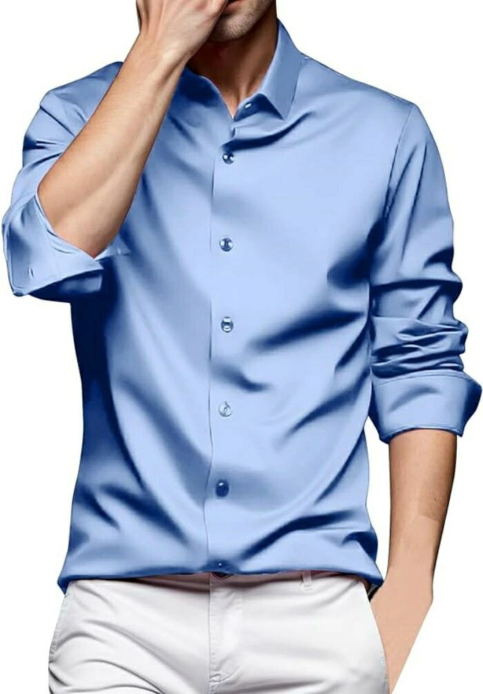メンズ耐シワ性極薄アイスシルクワイシャツ ワイシャツ 長袖 メンズ ノーアイロン 春服 秋服 大きいサイズ シャツ ストレッチ レギュラー 長袖シャツ ビジネス カジュアル Yシャツ ボタンダウン おしゃれ トップス 紳士服 フォマール 事務服 制服 ユニフォーム ゴルフウェア