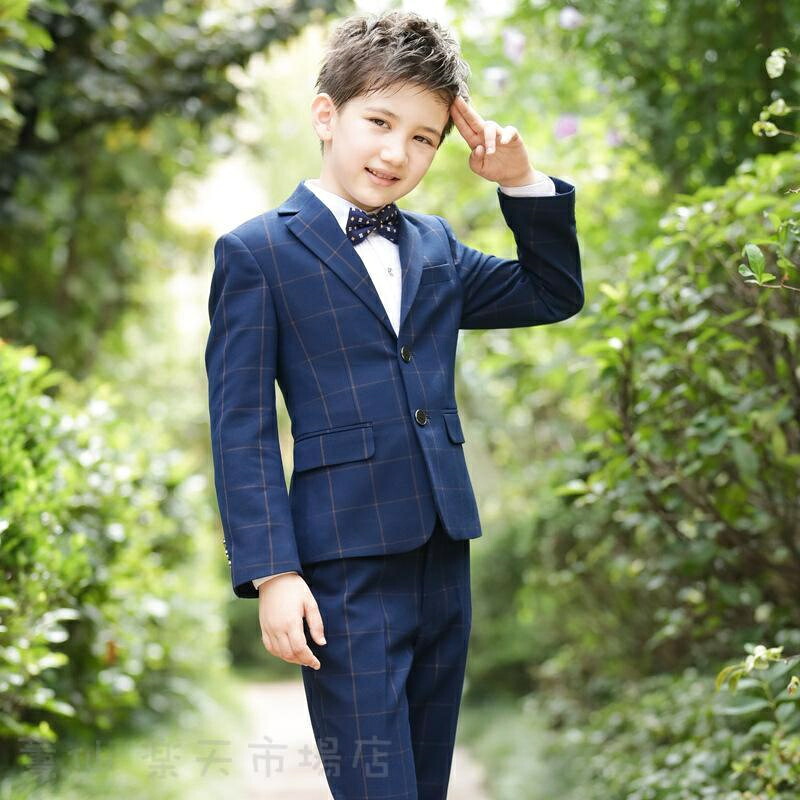 スーツ セット 子供 子供服 フォーマル 男の子スーツ 結婚式 おしゃれ 入学式 卒業式 子供スーツ 七五三 紺色 チェック｜ラックスレーヤールック