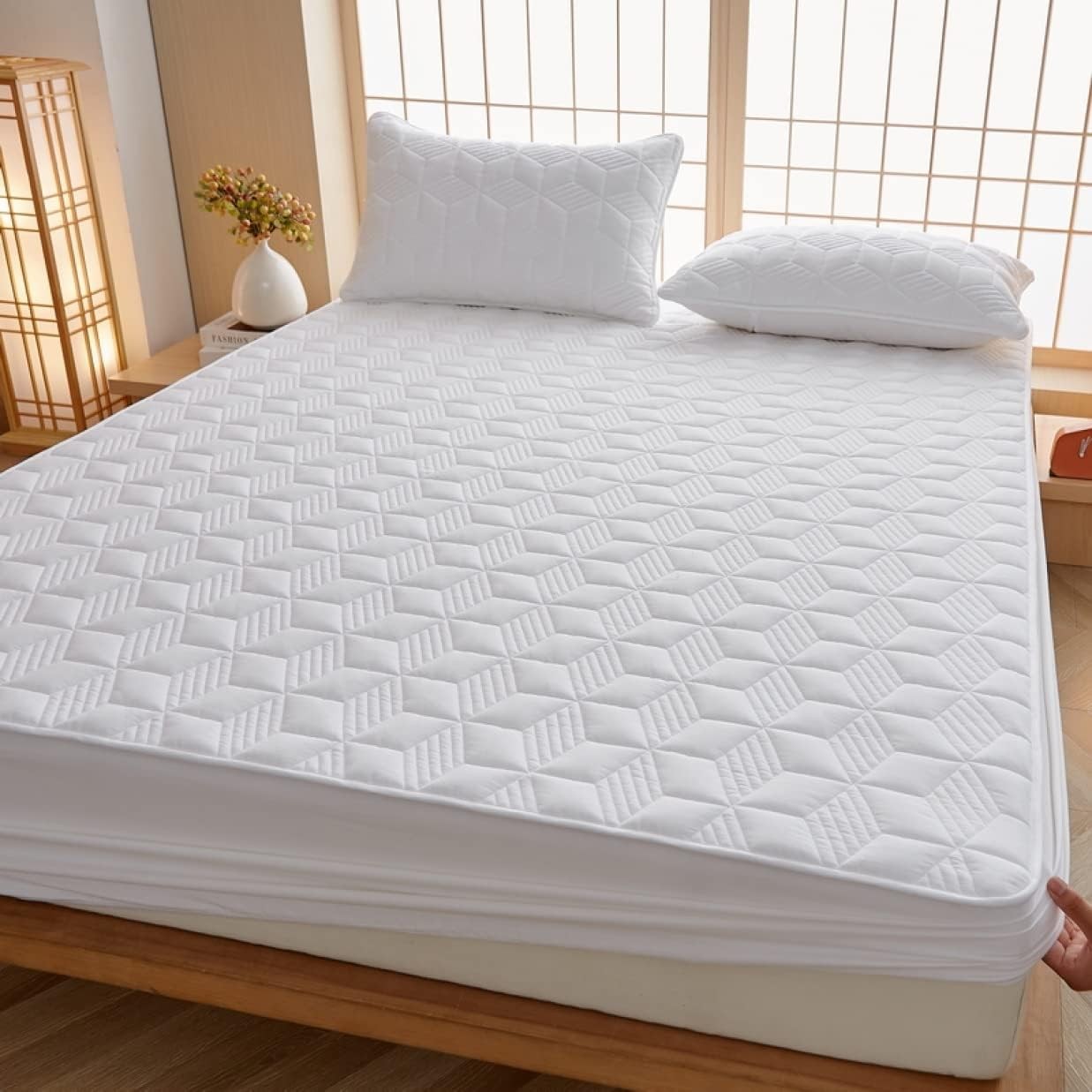 ベッドパッド ワイトキング カラー 150*200cm 洗えるベッドパッド コットン100 マットレスパッド セミダブル 抗菌 防縮 しきぱっと 低反発 毛玉がつかない しきパッド 一体型 敷パッド