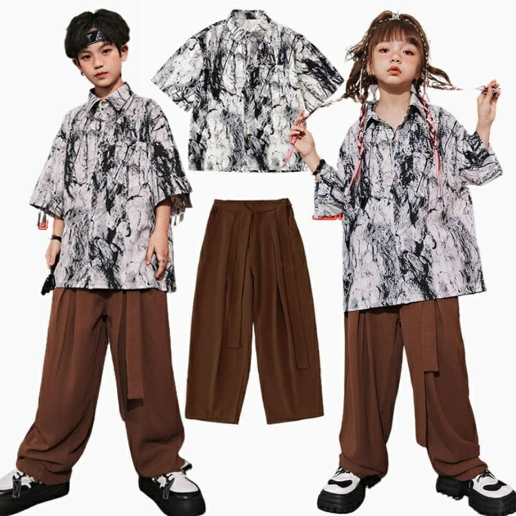 楽天市場】水墨柄 個性 キッズダンス衣装 セットアップ ファッション