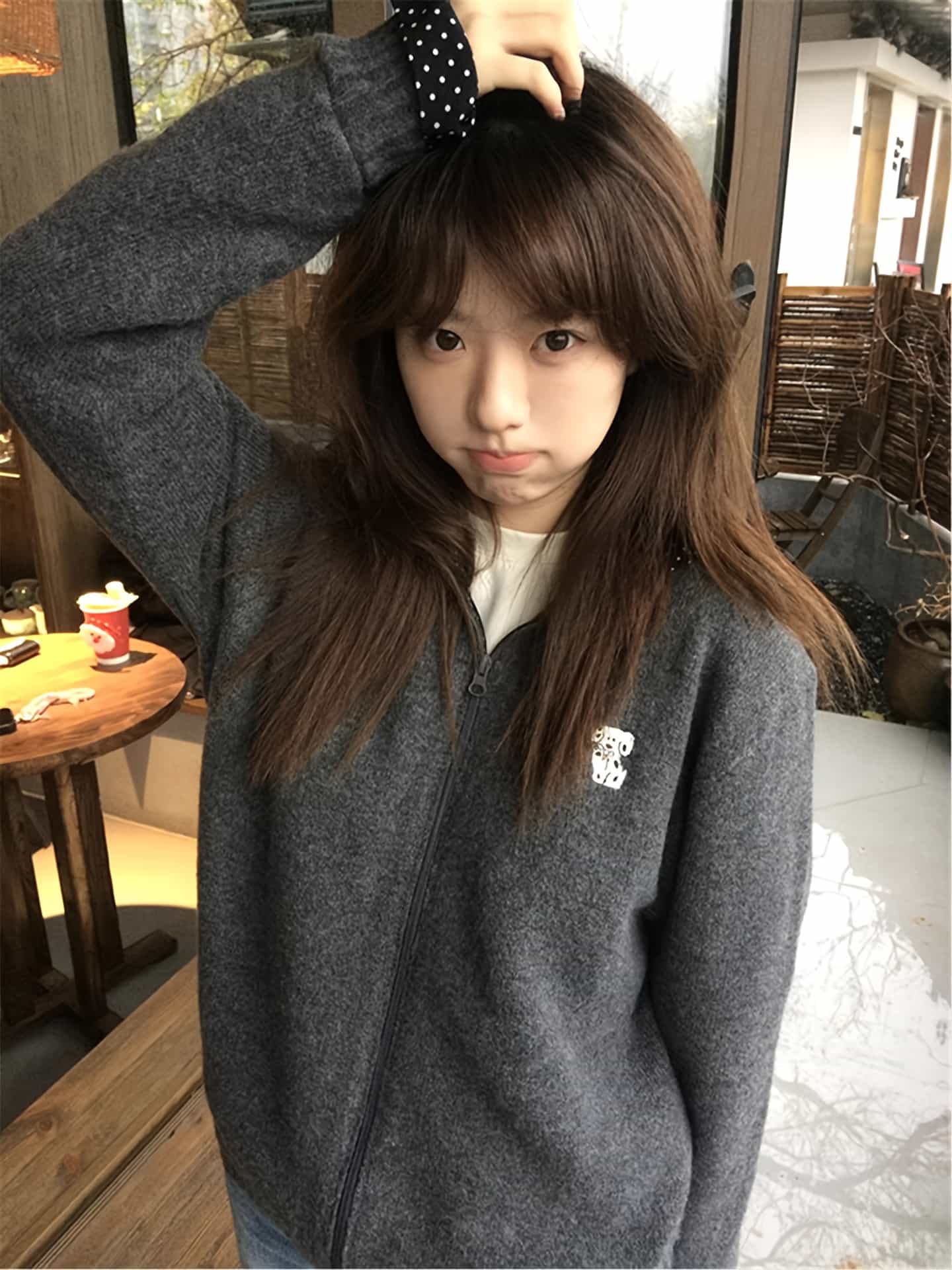 編み物 ジレー レディース パーカー ジップアップ 朦々たる プルオーバー 長袖 トップス アウター 羽織り ボンネット付き添い人 一点柄 水玉 異原料品 うつり変わり ワンポイント 刺しゅう 韓国 流行り物 心地よい ゆったり 大きめ 大層らしい大きさ 体型取りまかなう 着痩せ 生あたたかい 防寒