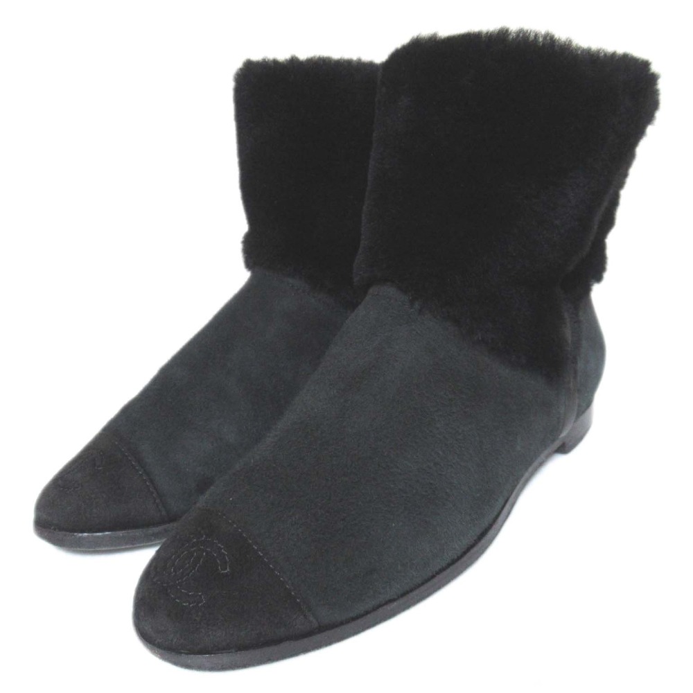 専用◆美品◆CHANEL シャネル　ムートンブーツ　ブラック　ココマーク CHANEL 極美品 シャネル 20B G35157 ココマーク金具 レース