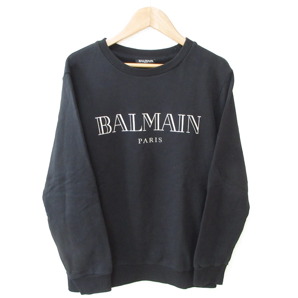 BALMAIN ブラック トレーナー BALMAIN(バルマン) フロントロゴ 長袖 スウェット トレーナー