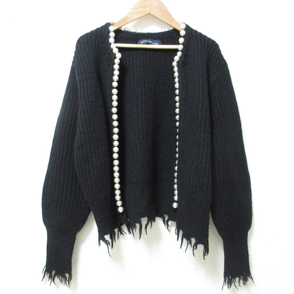 MADISONBLUE◆PEARL DAMAGE CD/パールカーディガン(厚手)/1/ウール/BLK/MB224-8012 楽天市場】MADISON BLUE マディソンブルー 22AW PEARL DAMAGE CD