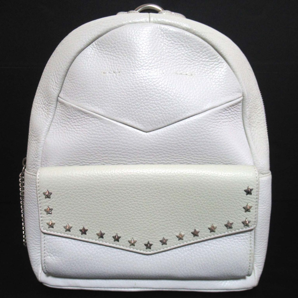 JIMMY CHOO スタースタッズ リュック レザー ロゴ 星 ホワイト Jimmy Choo】ジミーチュウ『スタースタッズ リュックサック