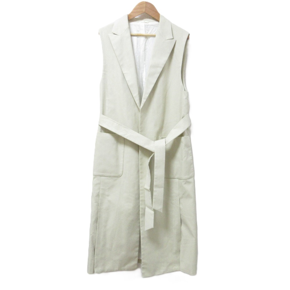 【中古】 美品 ANAYI アナイ 22SS MANTECO社製生地 ウエストベルト付き ストレッチツイルジレ ロングベルテッドベスト 38 アイボリー レディース Luxs ブランド古着のリュクス｜Luxs（ブランド古着のリュクス）